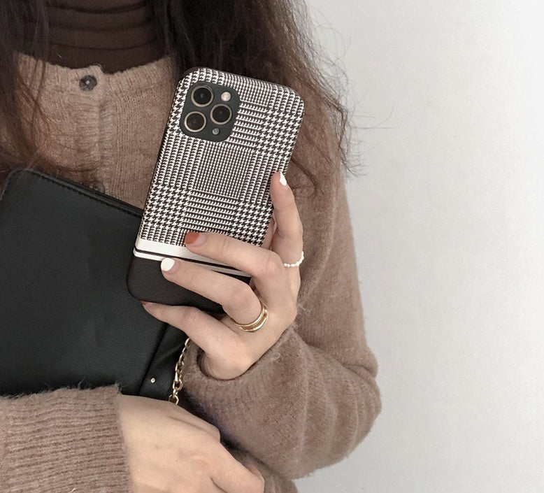 Compatible with Apple, Black houndstooth iPhone 11 phone case